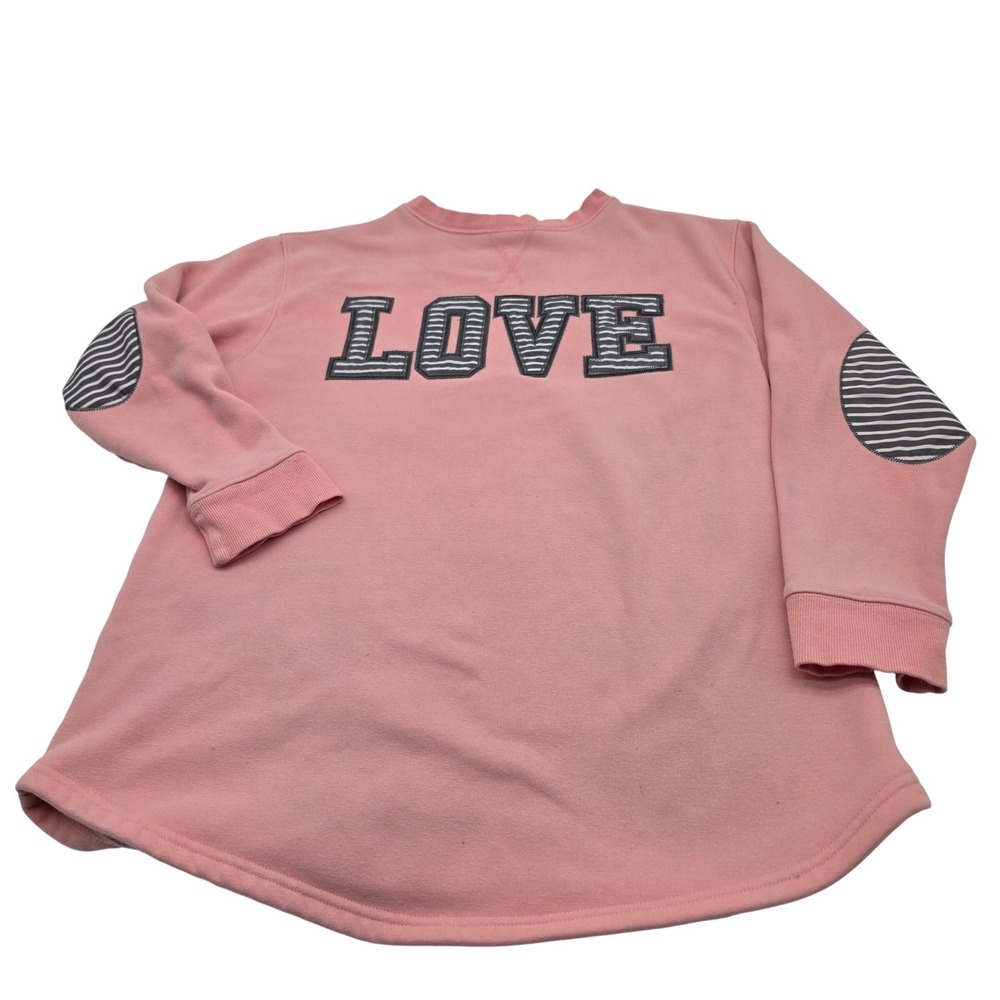 Marleylilly Sweatshirt Women S/M Pink LOVE Graphic Striped Elbow Patches